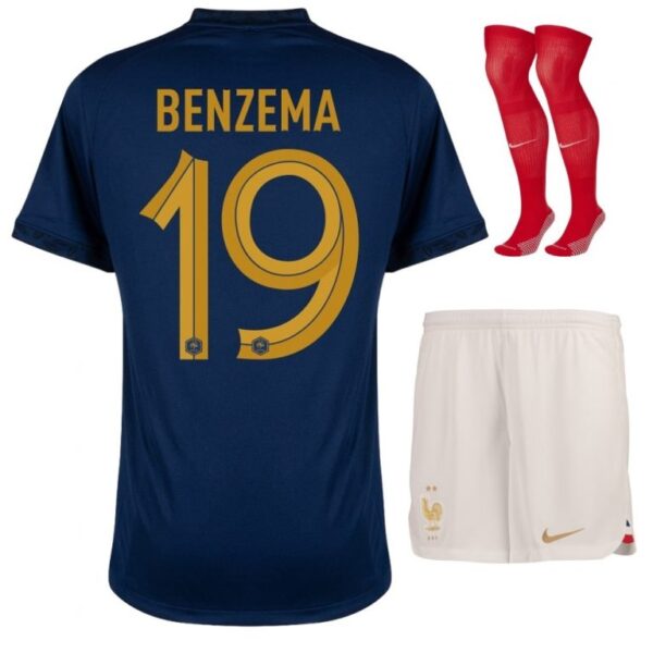 Maillot Benzema ENFANT/JUNIOR Equipe de France Domicile Coupe Du Monde 2022