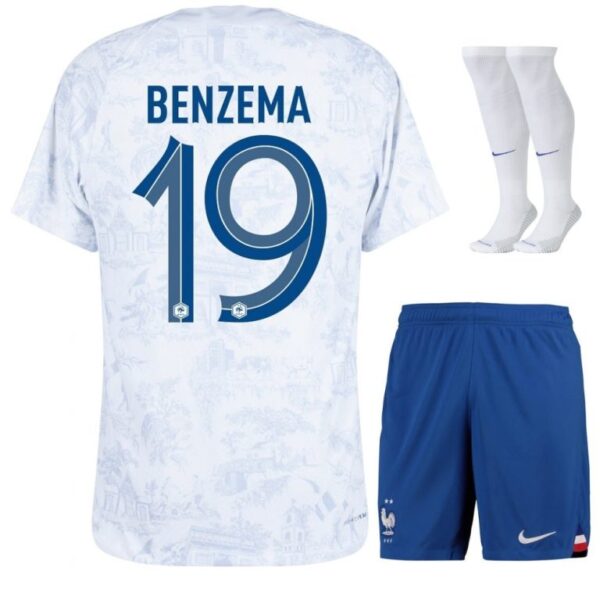 Maillot Benzema ENFANT/JUNIOR Equipe de France Extérieur Coupe Du Monde 2022