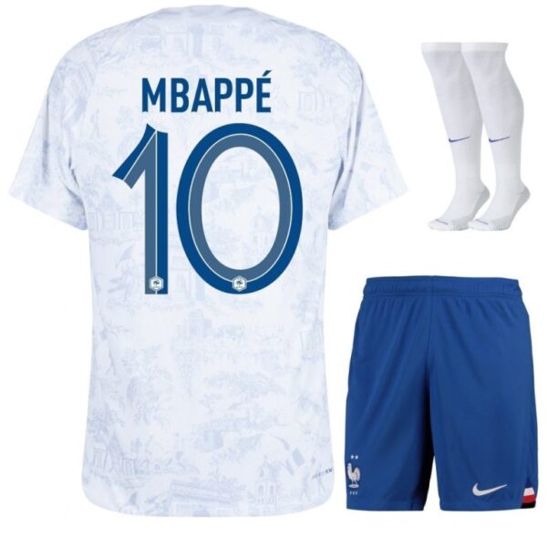 Maillot Mbappé ENFANT/JUNIOR Equipe de France Extérieur Coupe Du Monde 2022