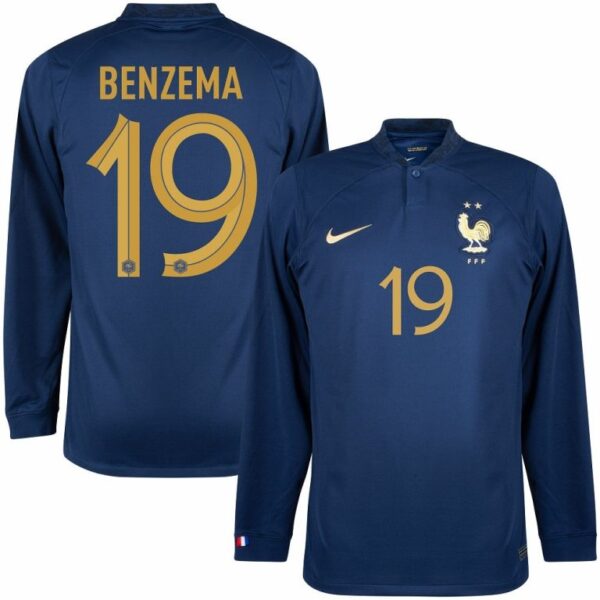 Maillot Benzema Manches Longues Equipe de France Domicile Coupe Du Monde 2022